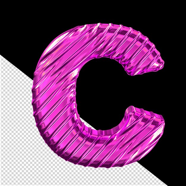 PSD prążkowana fioletowa litera symbolu 3d c