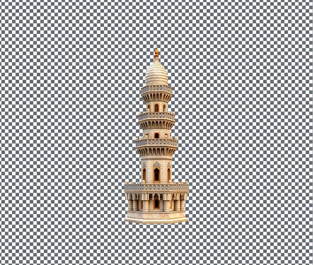 PSD precious minaret 3d model isolated on transparent background