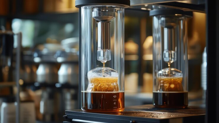 PSD precise coffee brewing cold brew coffee preparation with modern equipment