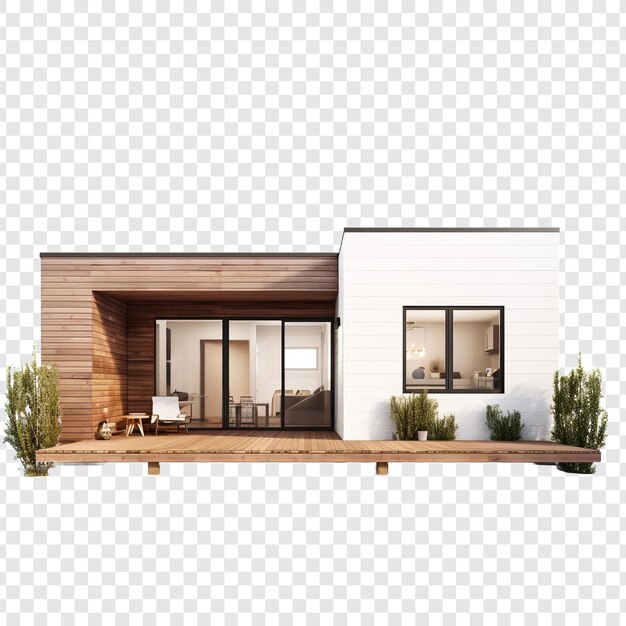 PSD prefabricated house isolated on transparent background