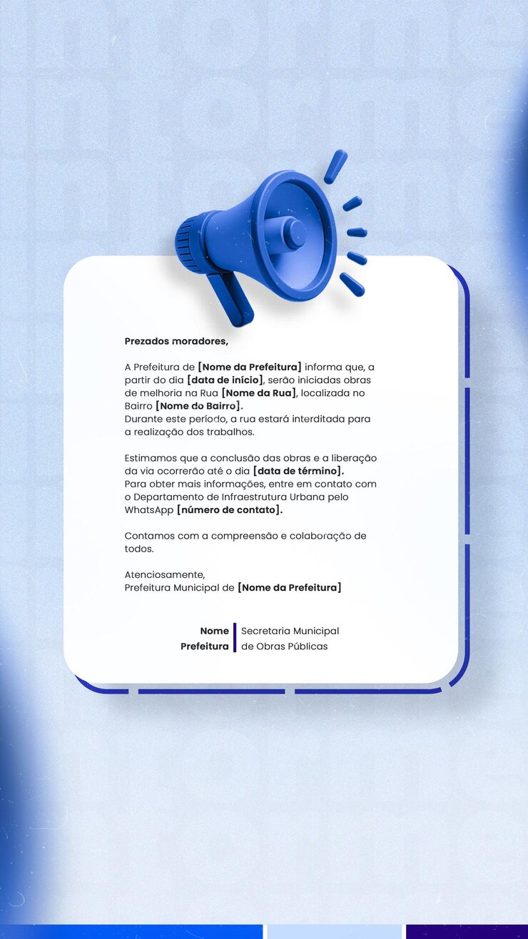 PSD prefeitura comunicado aviso informe importante announcement notice social media flyer psd editavel