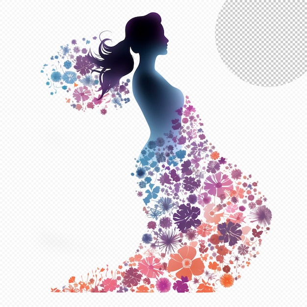 Pregnancy day floral silhouette illustration