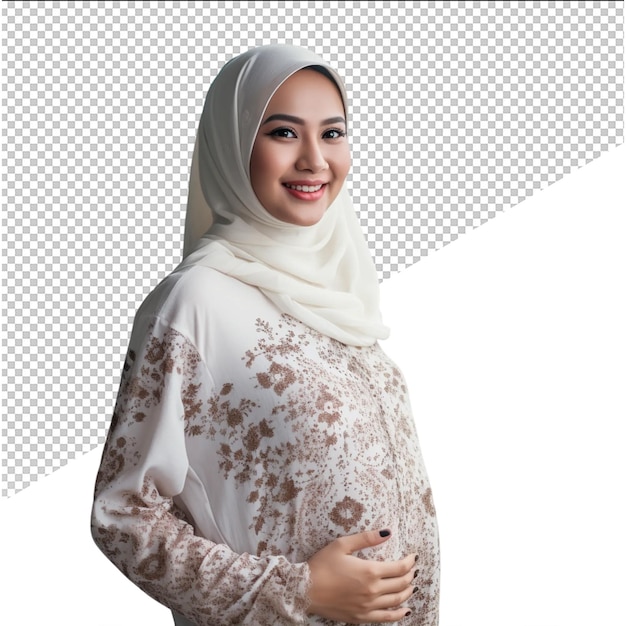 PSD a pregnant woman with a white shawl on her chest