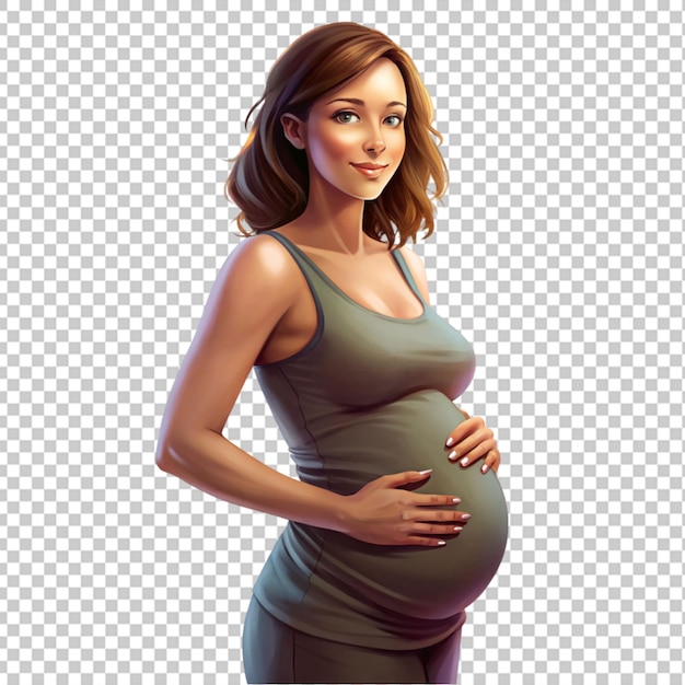 PSD pregnant young woman on transparent background