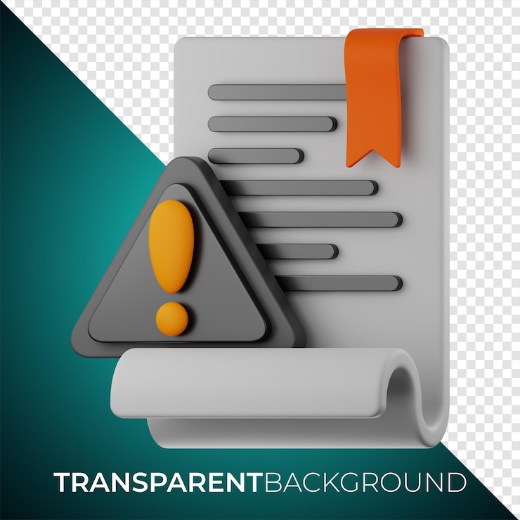 PSD premimum warning sign contract document icon 3d rendering on isolated background png