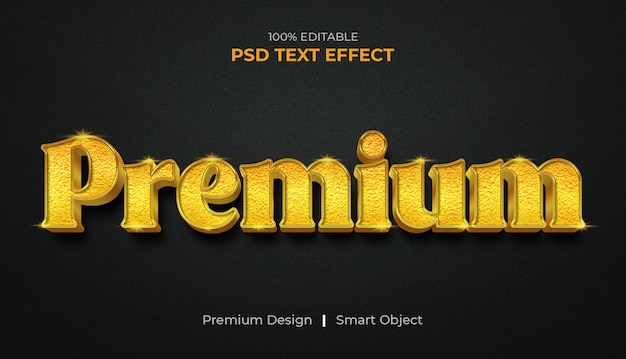 PSD stile di effetto testo dorato modificabile 3d premium