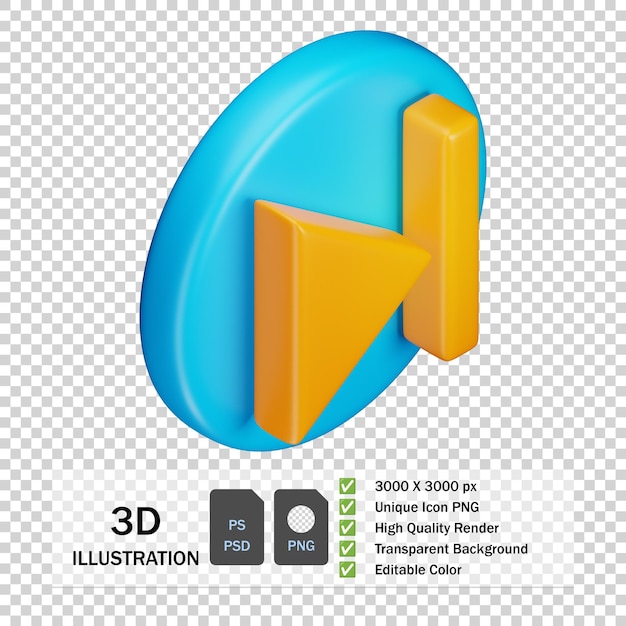 PSD 3d-иконки кнопки вперед для дизайна uiux