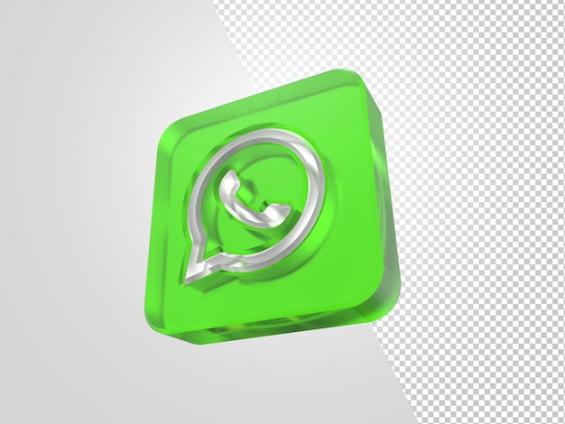 PSD rendering del logo whatsapp incandescente 3d premium