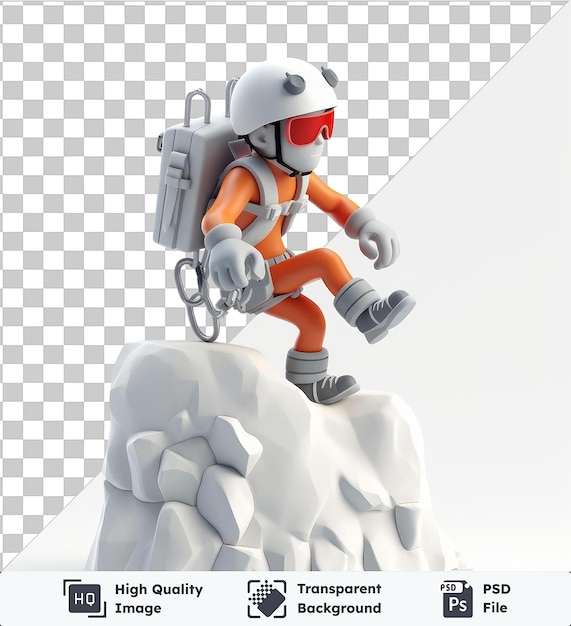 PSD premium of 3d mountain climber cartoon scaling a challenging peak 3d model