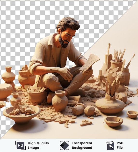 Premium of 3d potter at the wheel