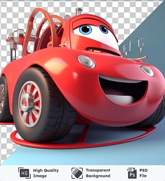 Premium of 3d race car mechanic cartoon fine tuning a high performance car