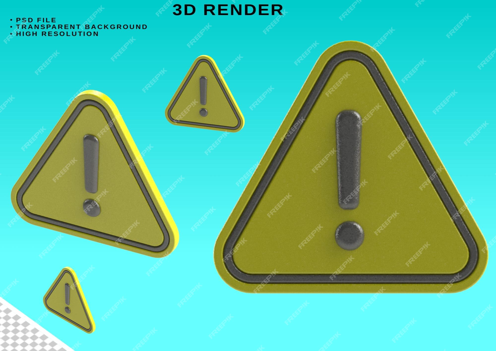 Premium PSD  Premium 3d realistic yellow triangle warning illustration