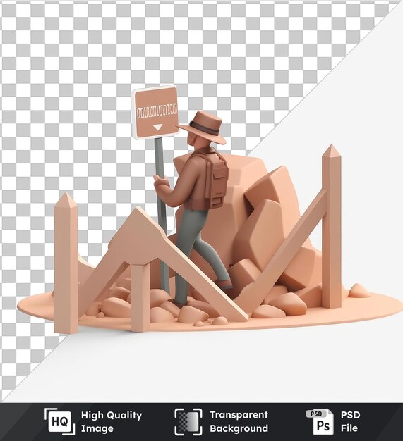 PSD premium of 3d smuggler cartoon crossing a border 3d model