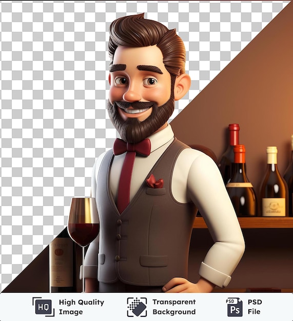 PSD premium of 3d sommelier tasting wine