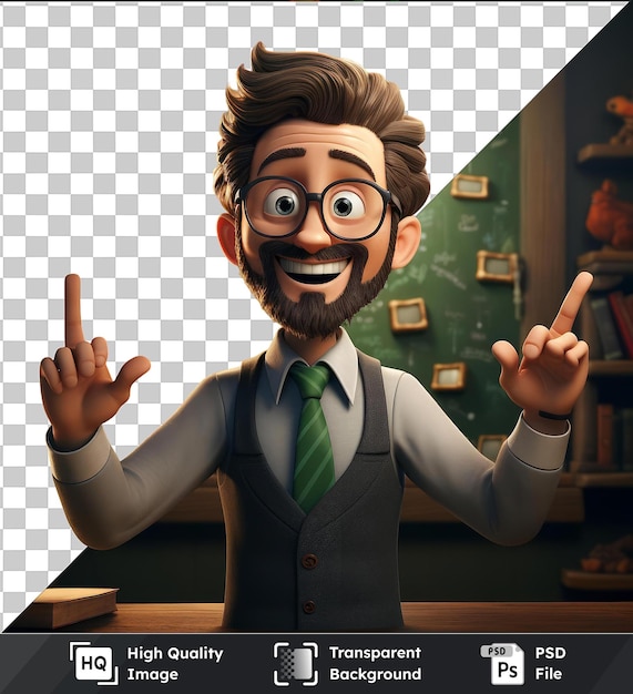 PSD premium of 3d teacher cartoon teaching a class photo 18