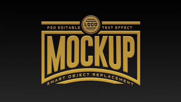 Premium 3d zwart & goud mockup met teksteffect