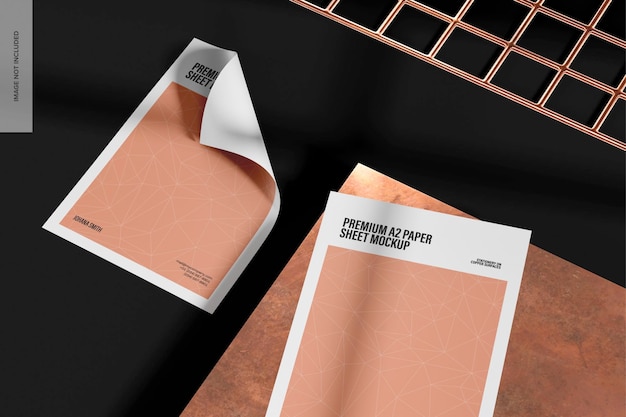 Premium a2 paper sheets mockup