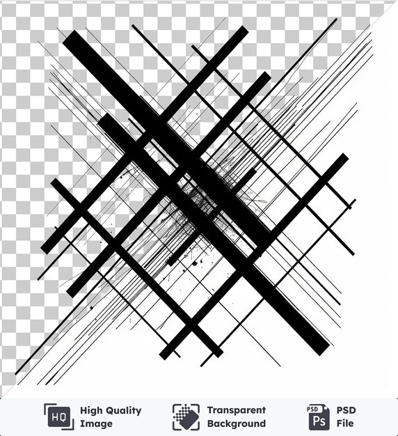 PSD Премиум абстрактные геометрические линии векторный символ минималистское черно-белое изображение