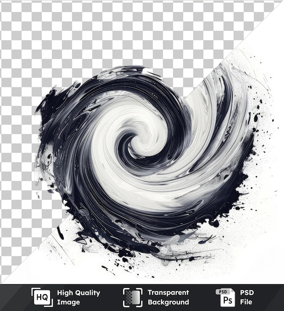 PSD premium abstract ink whirls vector symbol vortex black and white painting