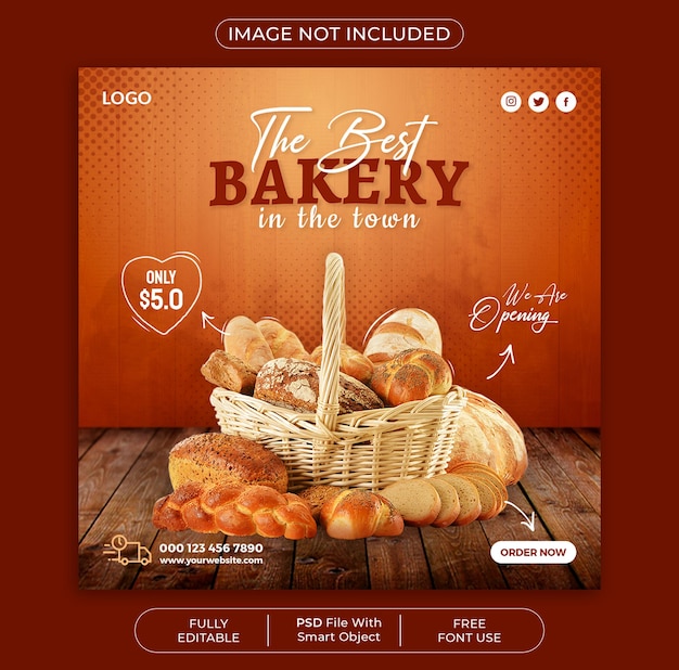 Premium bakery social media post template