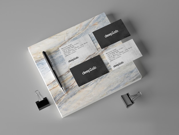 PSD premium business cards and pen