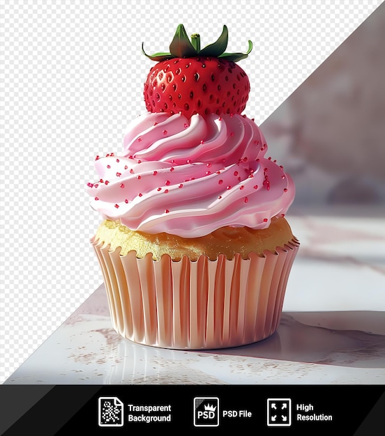PSD premium of buy 1 get 1 free strawberry cup cakes at the bakery png