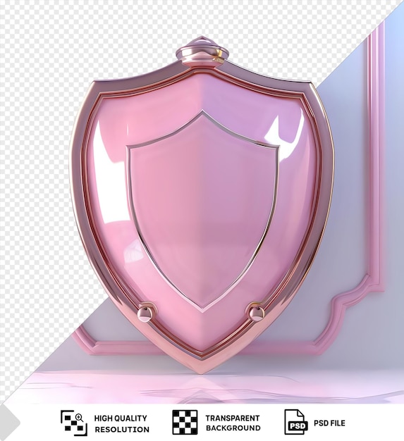 PSD premium of cartoon shield on a pink background framed by a white and pink wall