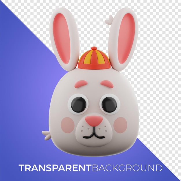 Premium chinese new year rabbit icon 3d rendering on isolated background PNG