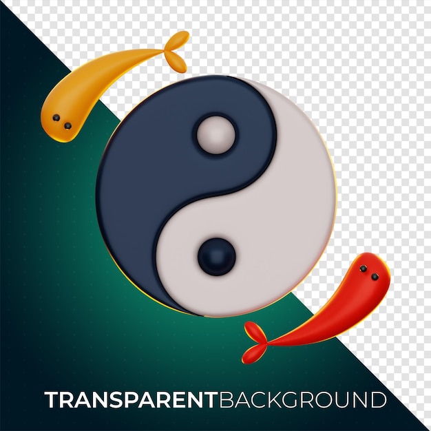 Premium Chinese New Year yin yang symbol icon 3d rendering on isolated background PNG