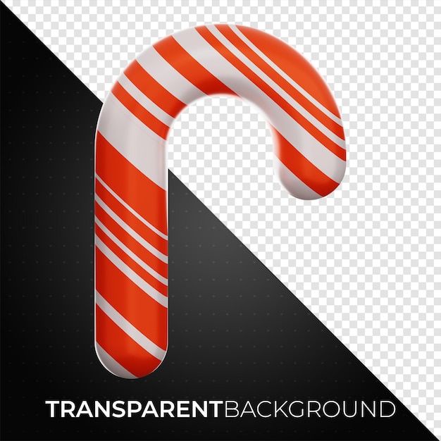 PSD premium christmas candy cane icon 3d rendering on isolated background png