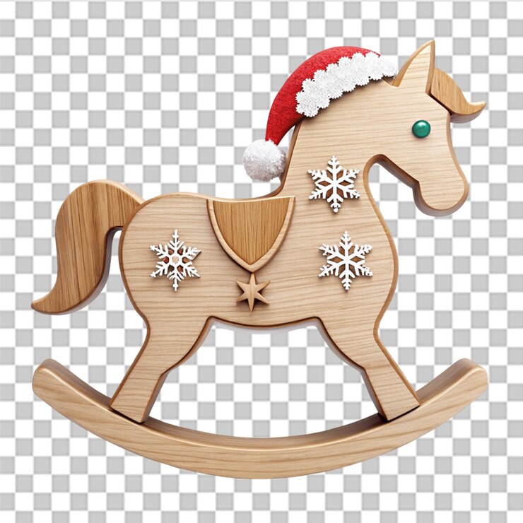 Premium Christmas Winter wooden horse icon isolated on transparent background