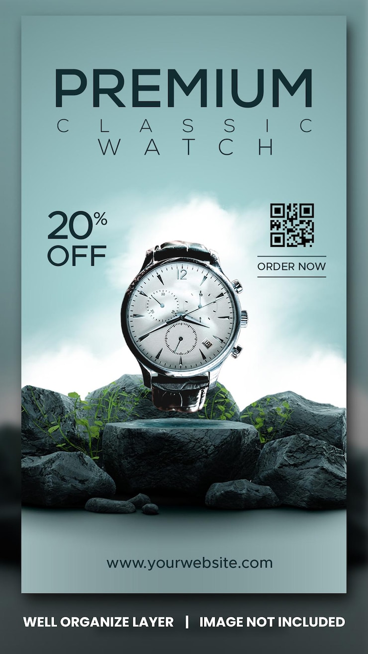PSD premium classic watch promotion social media instagram story banner template