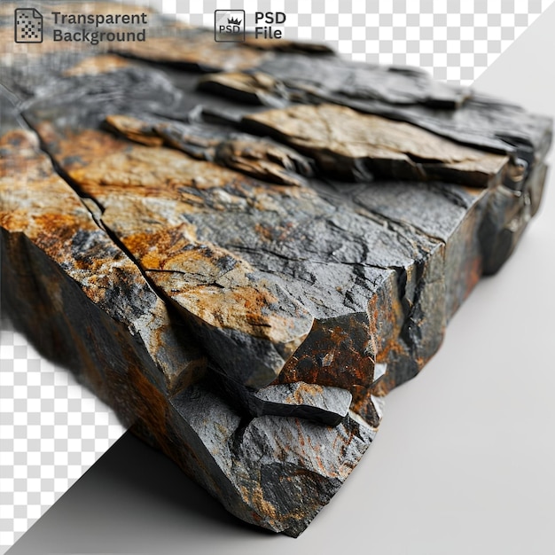 PSD premium of a close up of a piece of rock on a isolated background with a dark shadow in the foreground