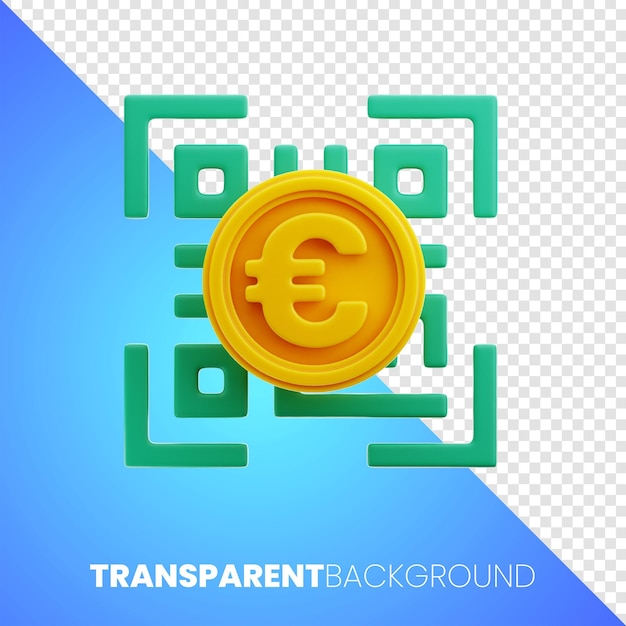 premium code euro finance money icon 3d rendering on transparent background PNG