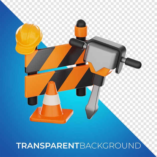 PSD premium construction break ground machine icon 3d rendering on isolated background png