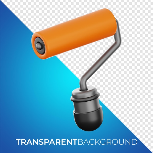 Premium Construction paint roller icon 3d rendering on isolated background PNG