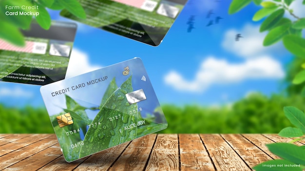 PSD premium credit and debit card mockup template for eco friendly