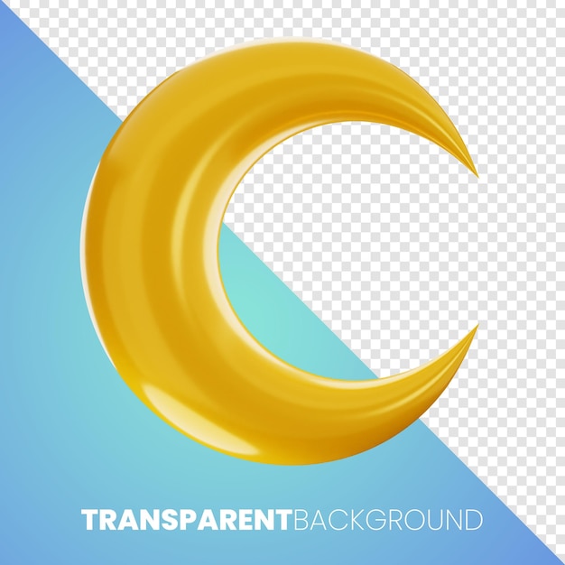 Premium crescent moon Ramadan Arabic Icon 3D Rendering on isolated background