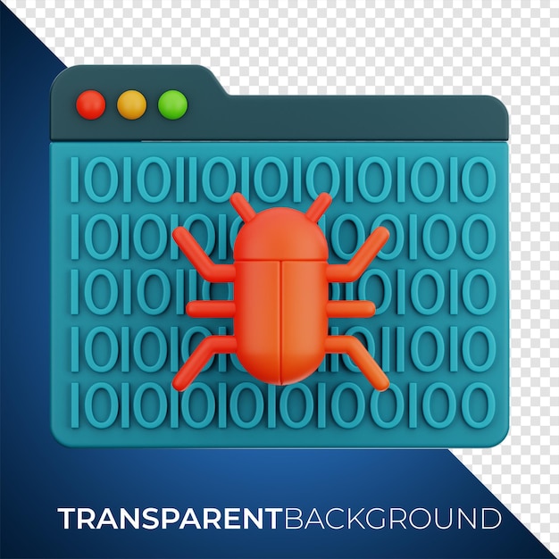 PSD premium cyber debug web icona rendering 3d su sfondo isolato png