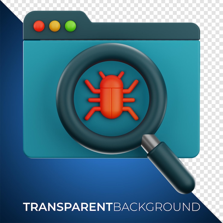 PSD premium cyber debug web icon 3d rendering on isolated background png