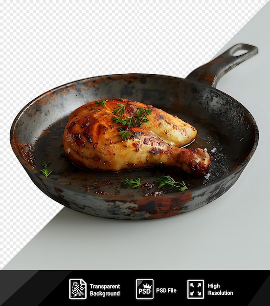 PSD premium of dinner s almost ready little chicken on a frying pan png