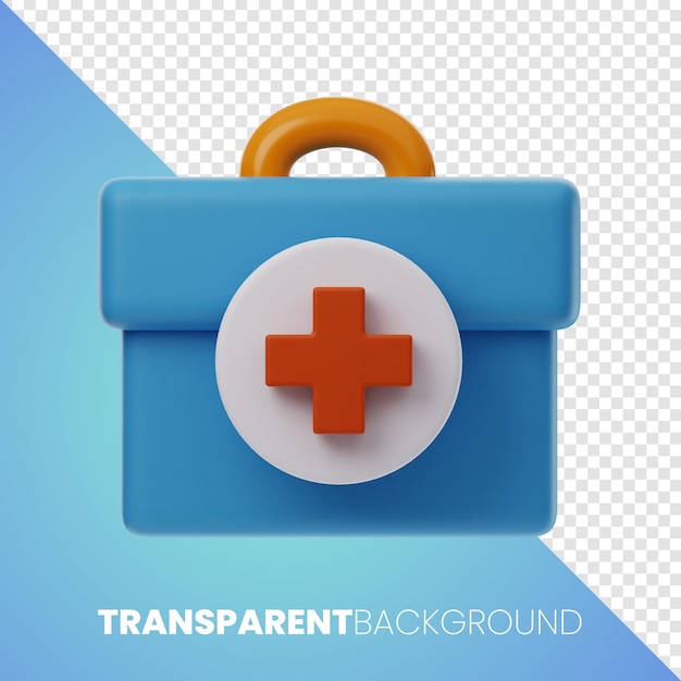 Premium Doctor Bag Health Medical icon 3d rendering PNG przezroczyste tło