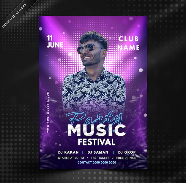 Modello psd del modello di poster del festival di musica elegante premium