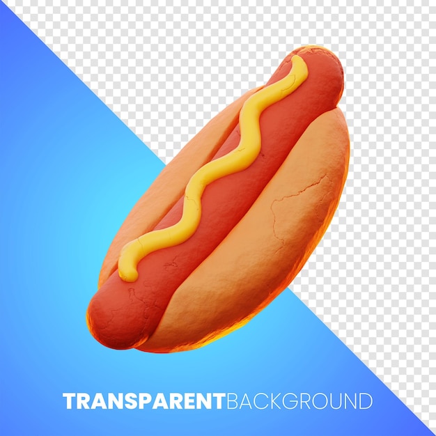 Icona di hot dog fast food premium rendering 3d su sfondo isolato png