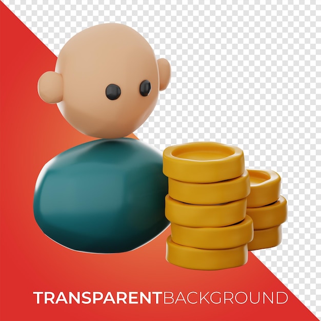 Premium financiën gouden munt avatar pictogram 3D-rendering op geïsoleerde achtergrond