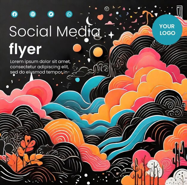 Premium flyer template with abstract illustration