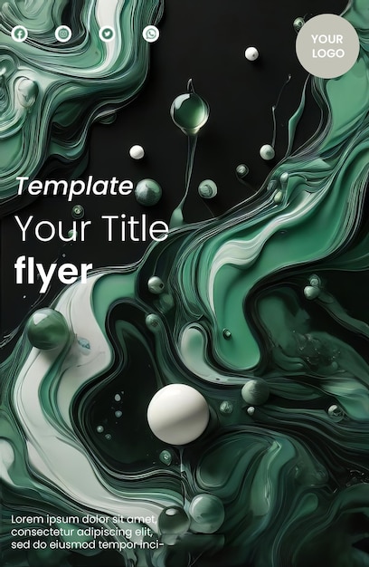 Premium flyer template with abstract marbles illustration