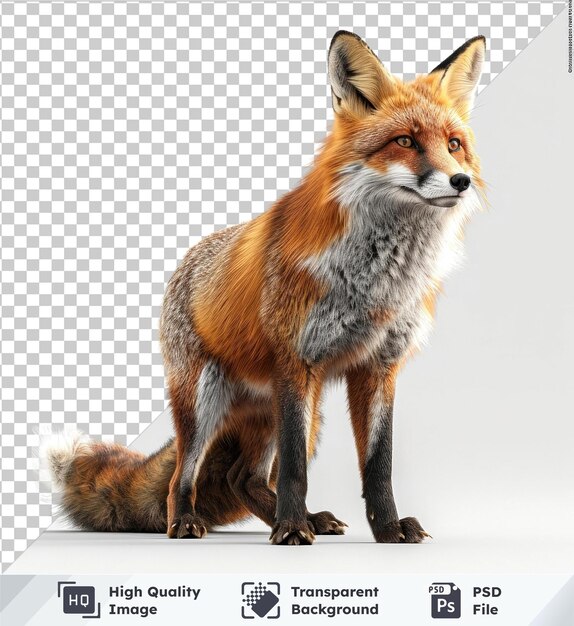 PSD premium of fox on transparent background showing a standing fox with visible features