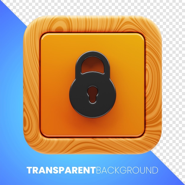 Premium game button lock icon 3d rendering on isolated background