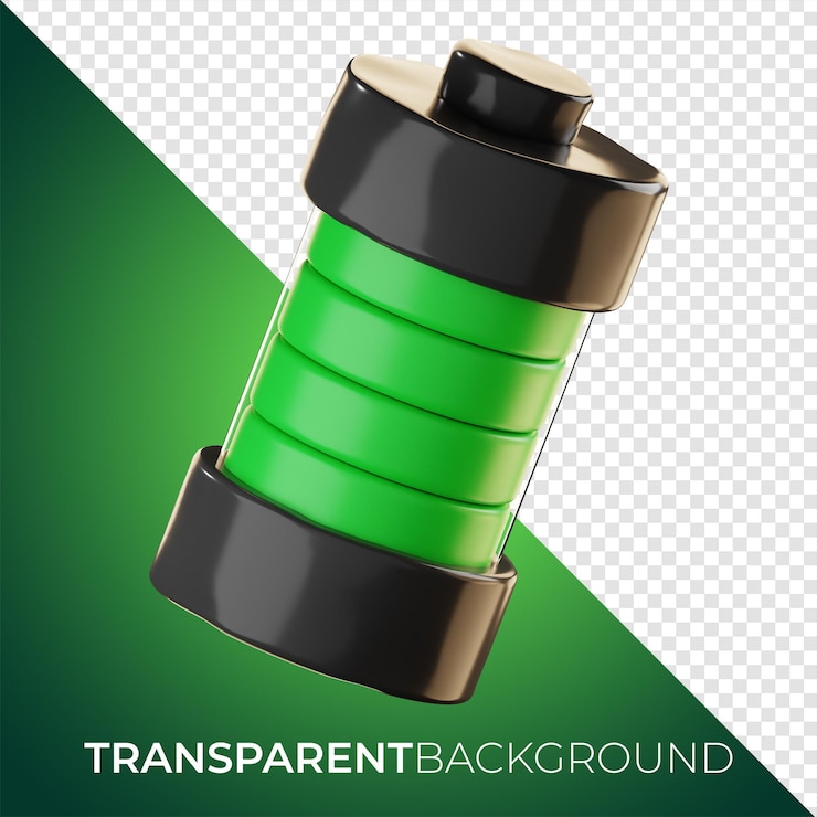 PSD premium game full battery icon 3d rendering on isolated background png